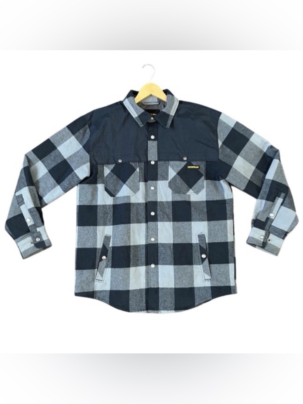 CAT Caterpillar Block Insulated Shirt Jacket Men L Flannel Quilted Lined Heat-MX